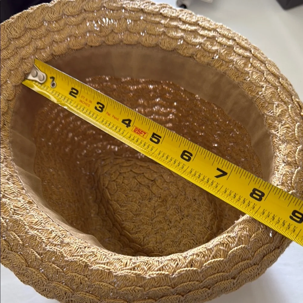 APT 9 Womens Woven Straw Fedora Hat Tan With Black Band Summer Like New